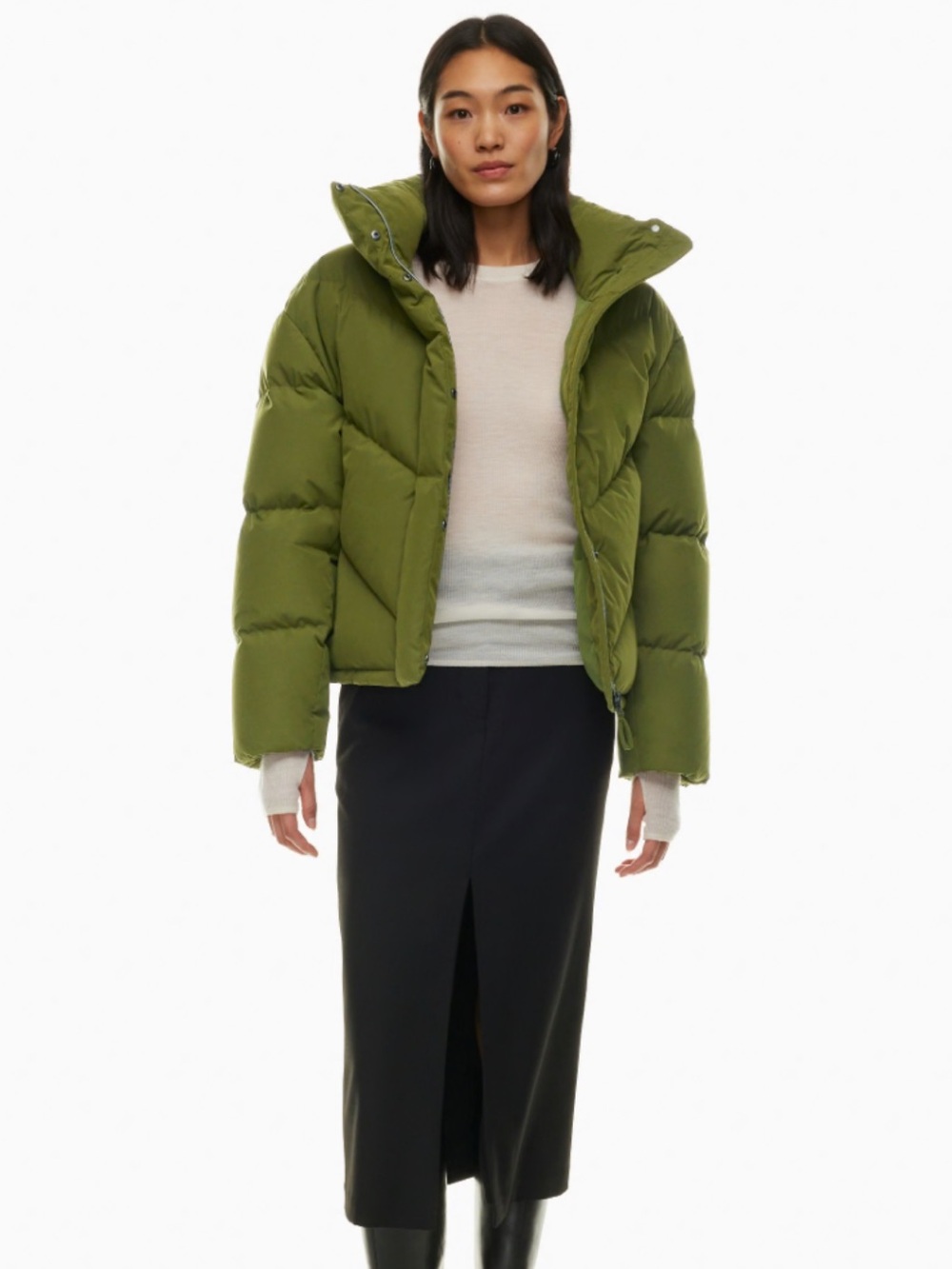 NWT Aritzia Wilfred Olive Green Puffer Jacket size Small 700+ fill